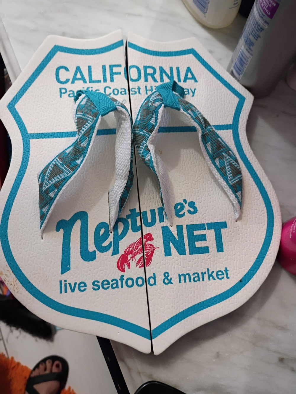 Neptune's Net Teal & White Flip Flop Sandals
